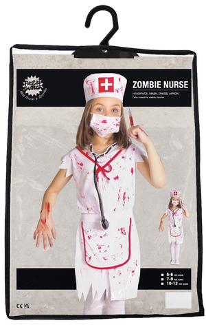Costume Vestito Infermiera Zombie Travestimento per Bambini Halloween Carnevale Cosplay