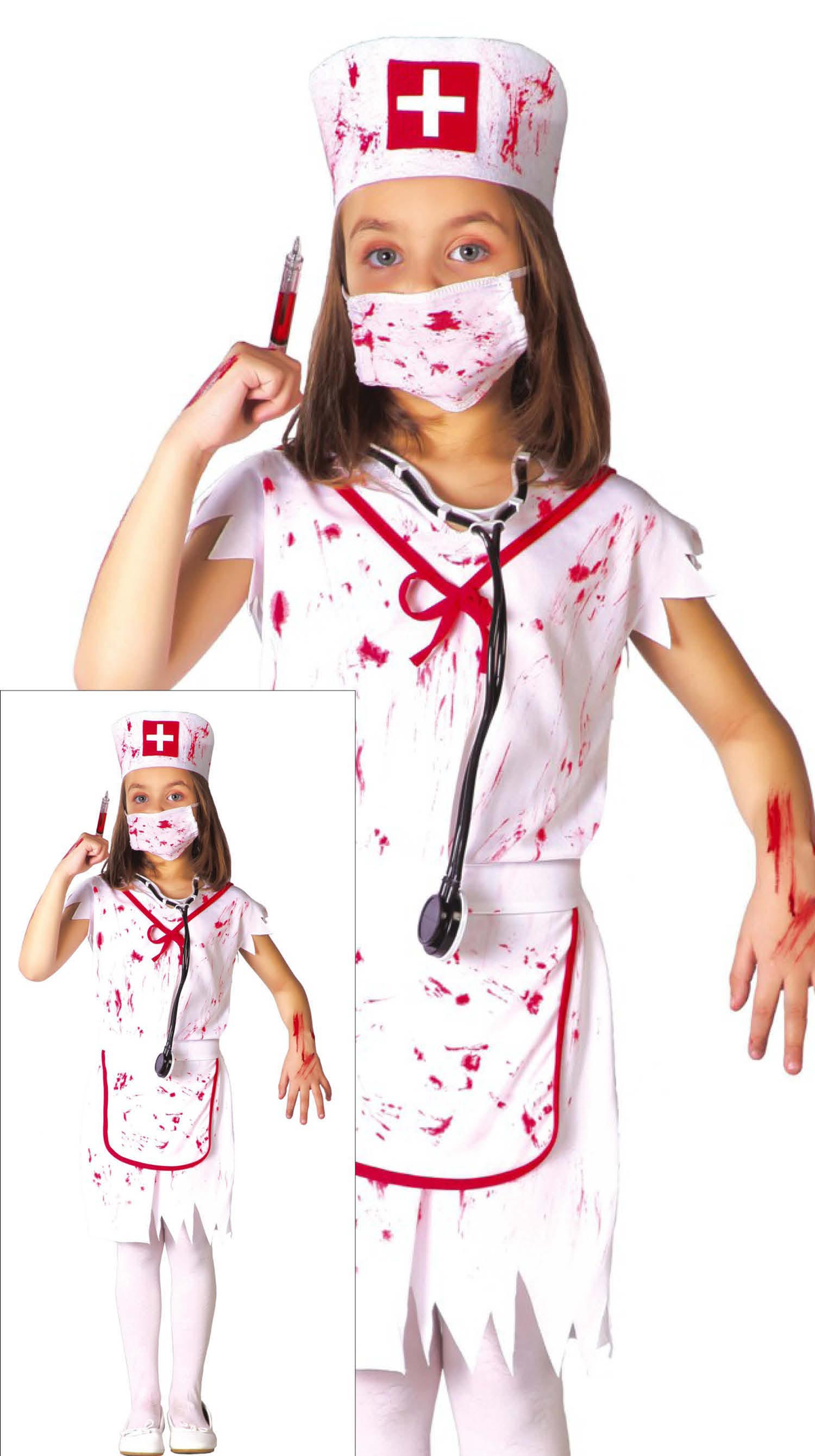 Costume Vestito Infermiera Zombie Travestimento per Bambini Halloween Carnevale Cosplay