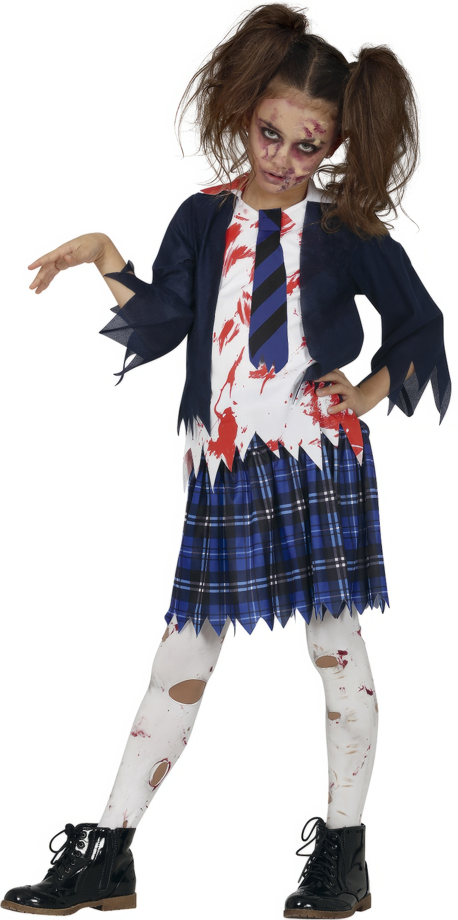 Costume Liceale Zombie per Bambine Vestito Travestimento Halloween Carnevale Cosplay - 7704