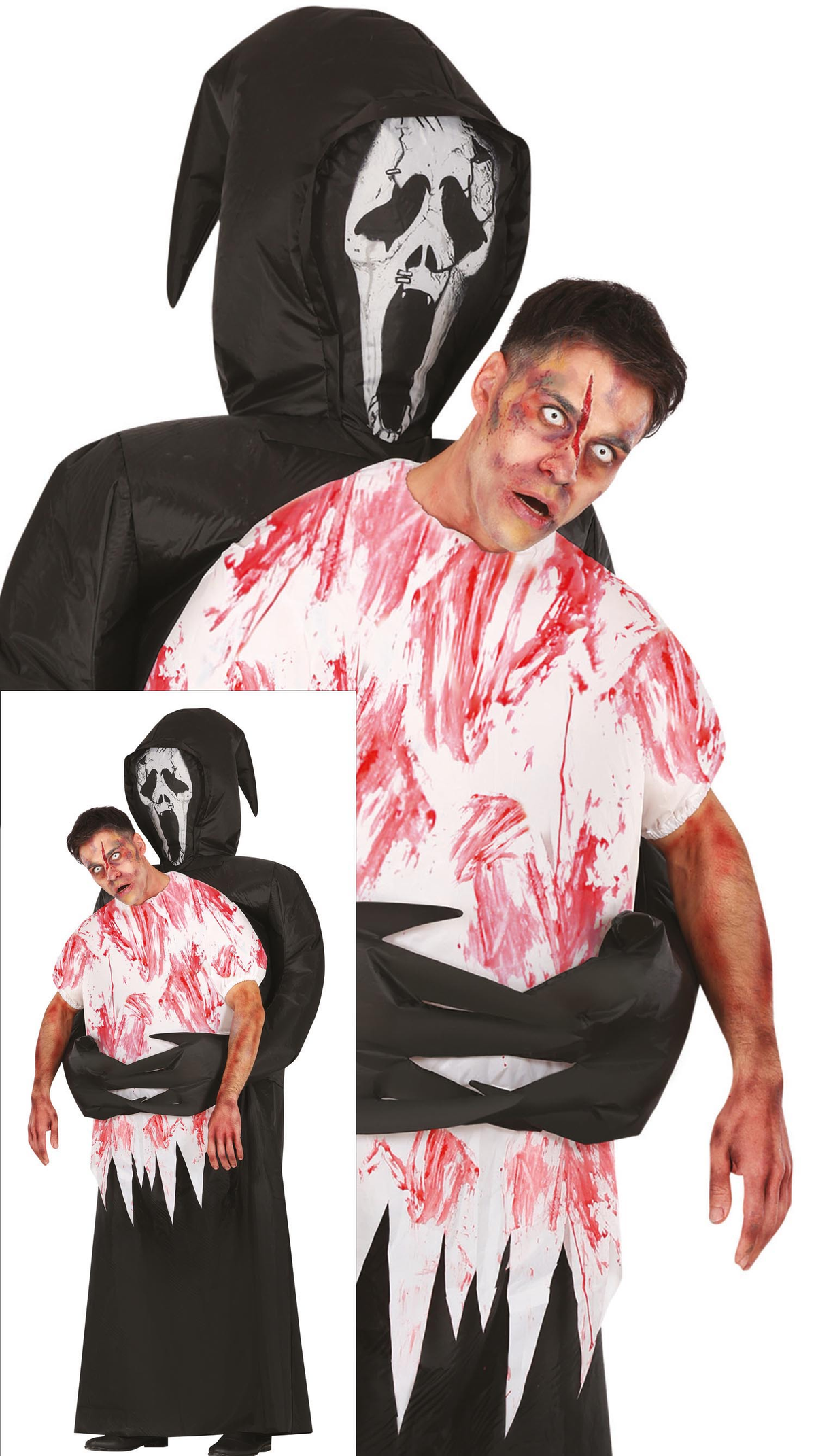 Costume Vestito Death Carre Me Travestimento Morte Gonfiabile per Adulti Halloween Carnevale Cosplay