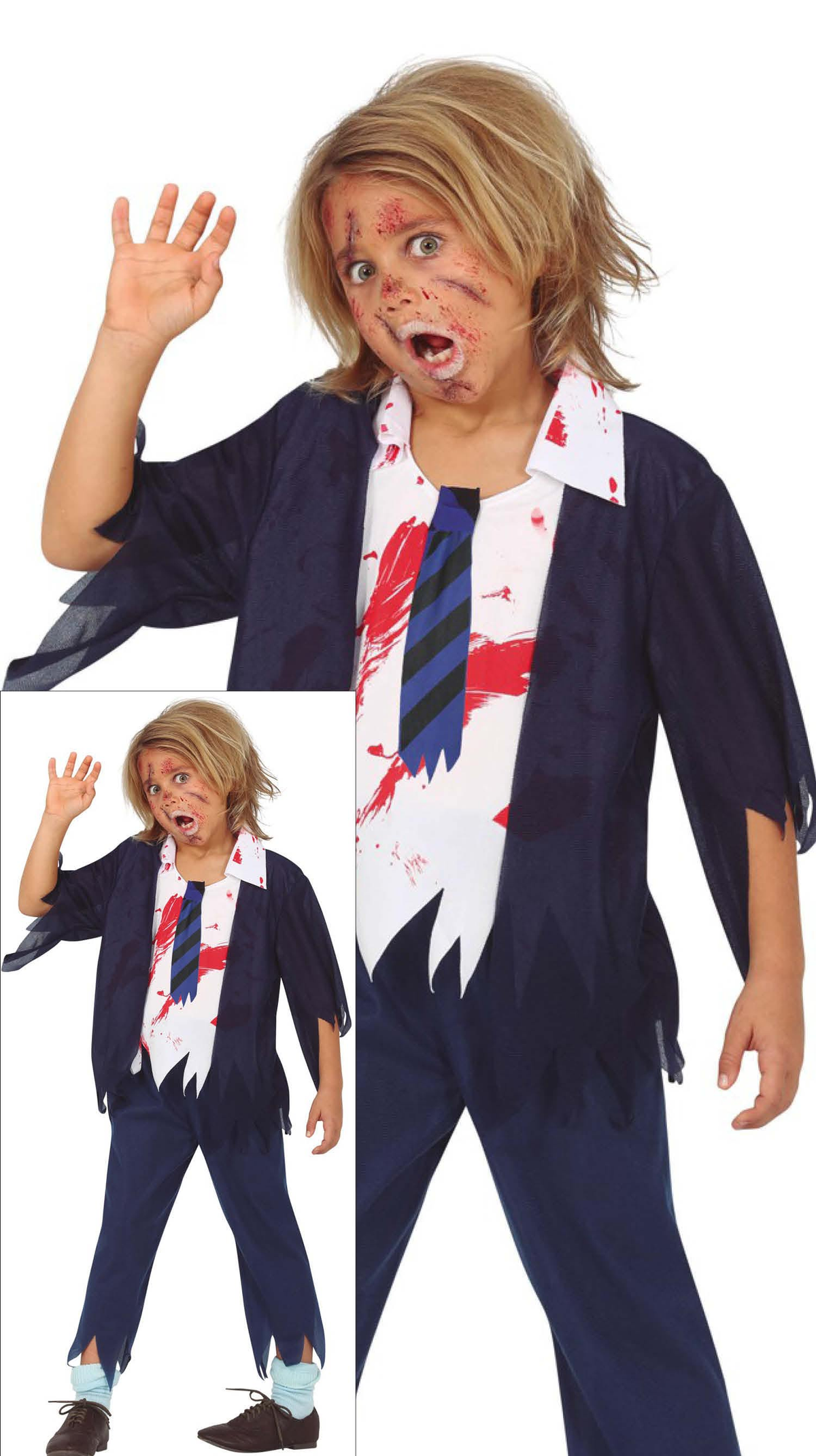 Costume Liceale Zombie per Bambini Vestito Travestimento Halloween Carnevale Cosplay - 7714