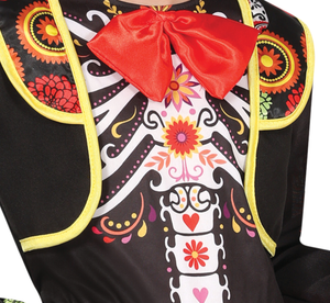 Costume Mariachi Skeleton per Bambini Vestito Scheletro Travestimento Halloween Carnevale Cosplay