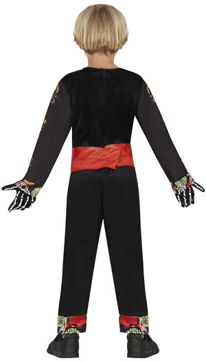Costume Mariachi Skeleton per Bambini Vestito Scheletro Travestimento Halloween Carnevale Cosplay
