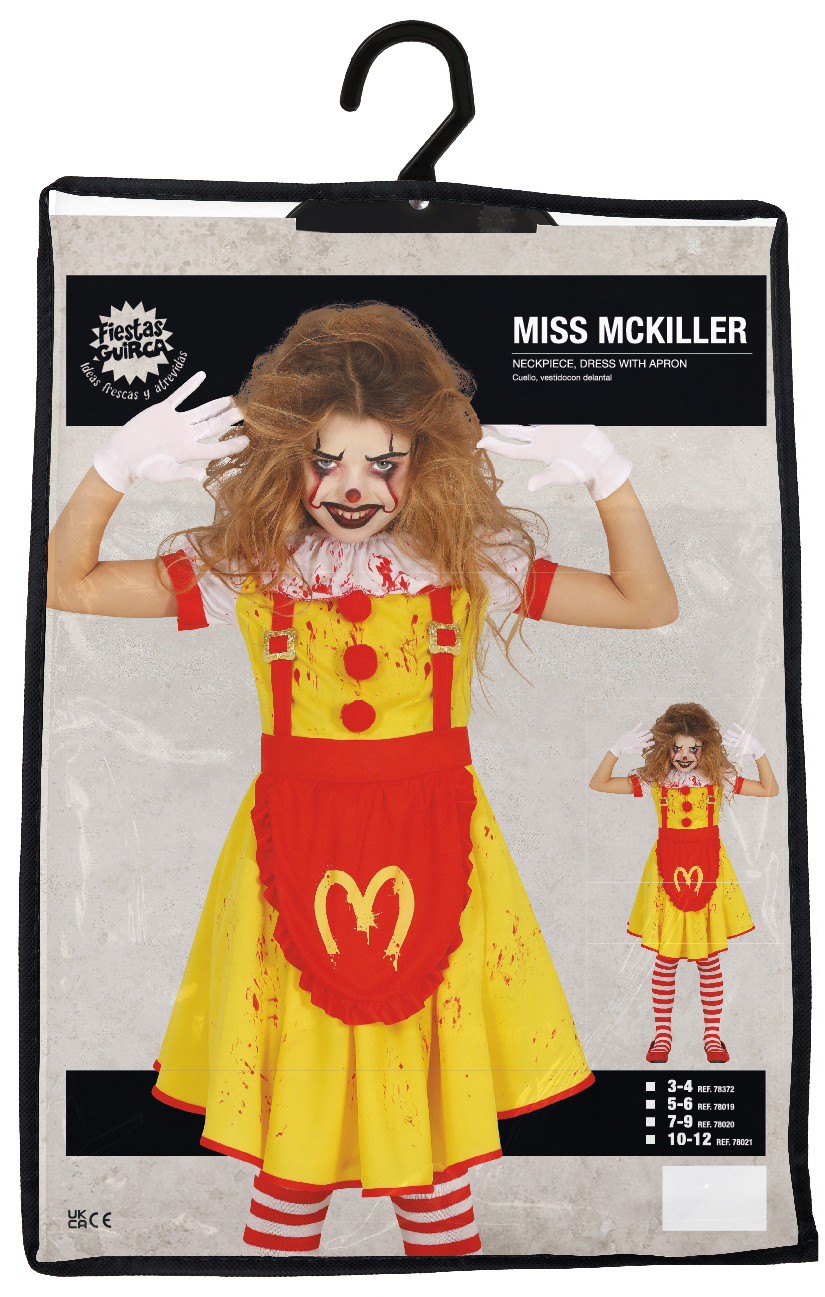 Costume Miss Mckiller per Bambine Vestito Travestimento Halloween Cosplay - 7801