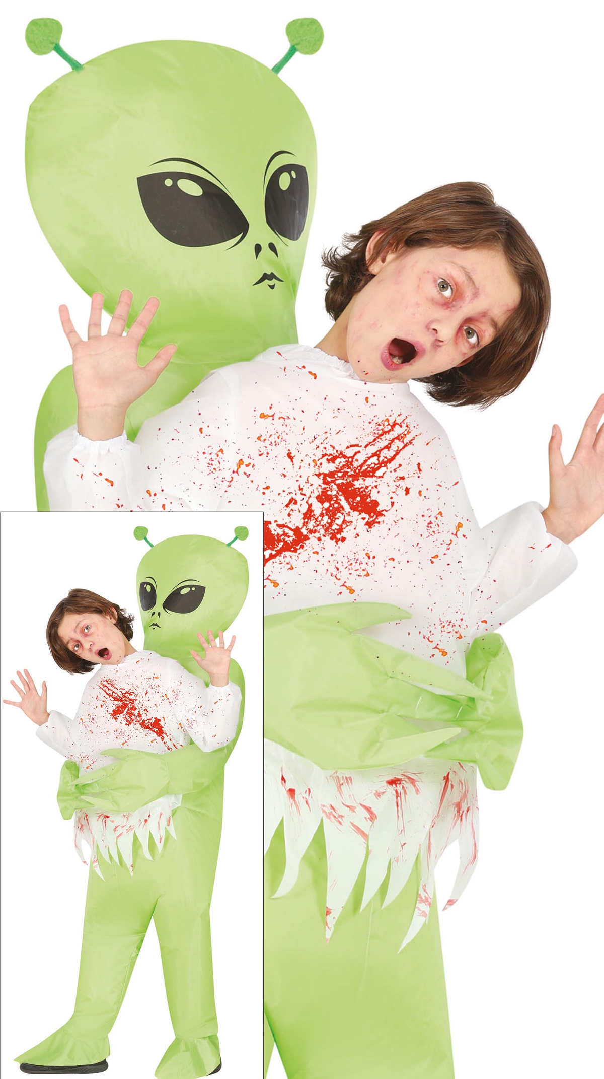 Costume Carryng Alien Gonfiabile per Bambini Vestito Alieno Travestimento Halloween Carnevale Cosplay