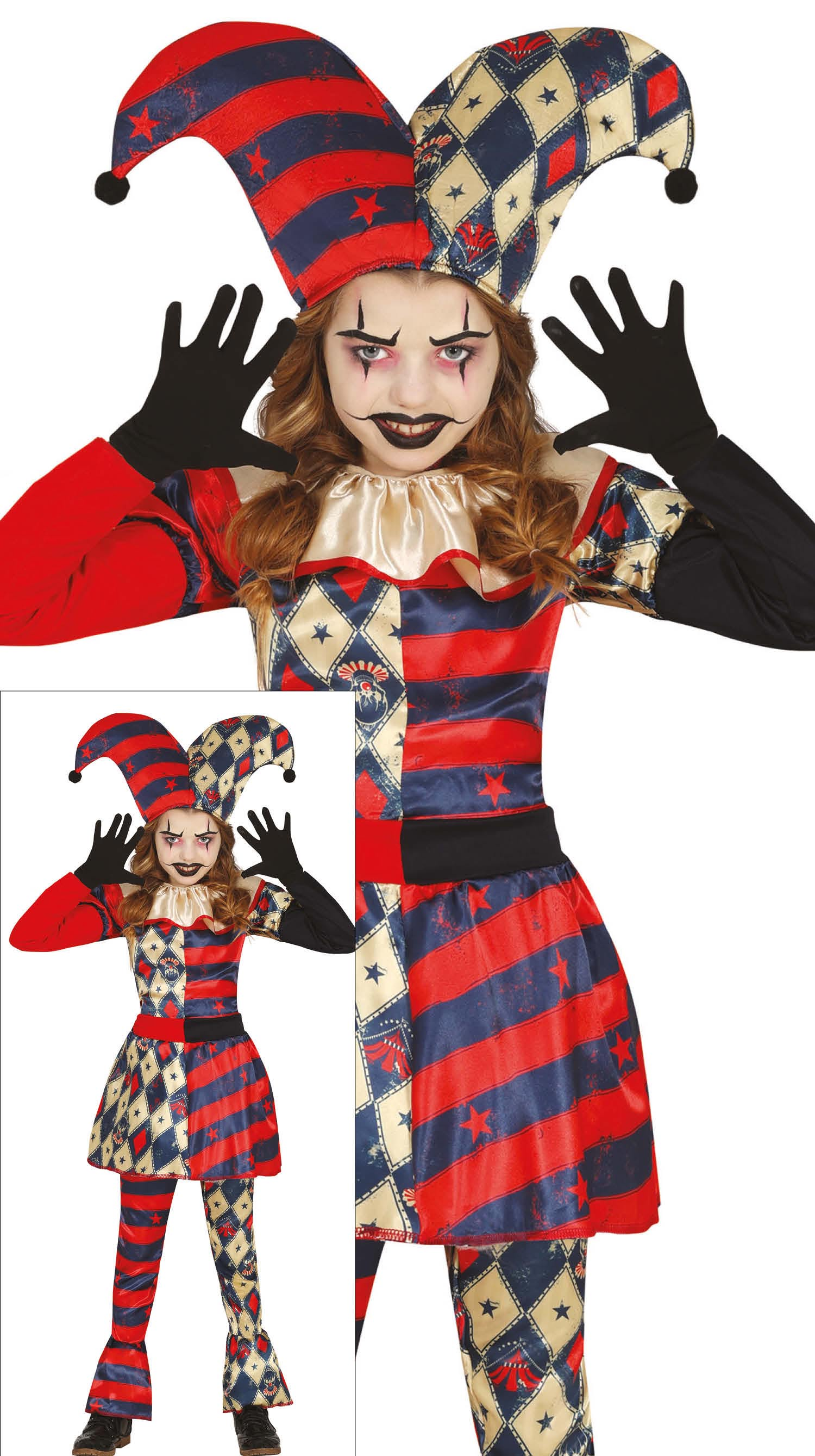 Costume Arlecchina Diamante Vestito Travestimento per Bambine Halloween Cosplay - 7811