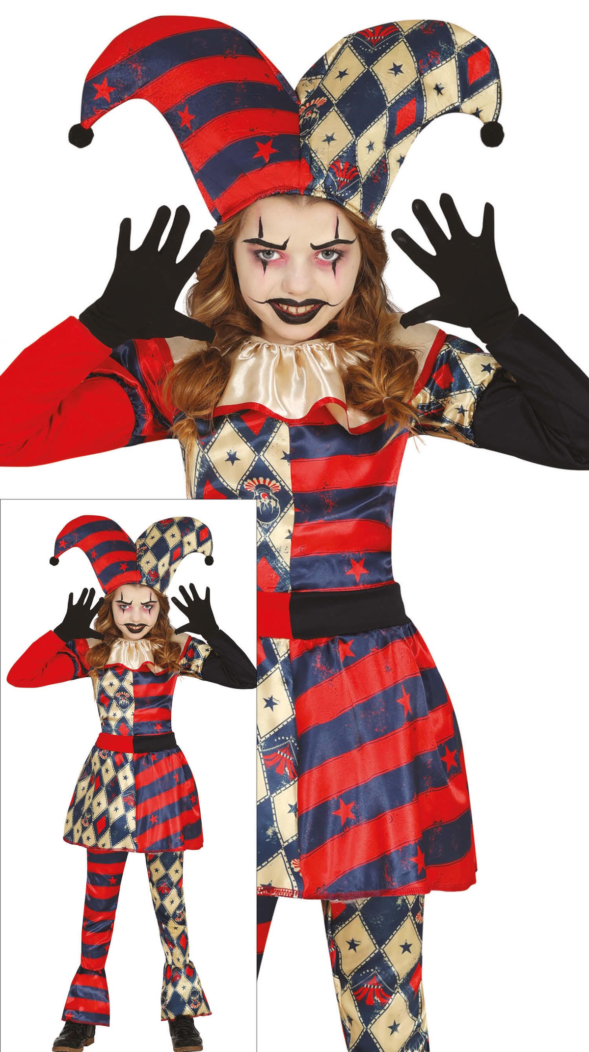 Costume Arlecchina Diamante Vestito Travestimento per Bambine Halloween Cosplay - 7811