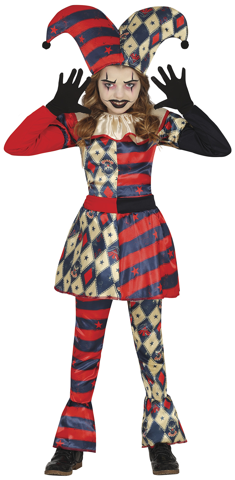 Costume Arlecchina Diamante Vestito Travestimento per Bambine Halloween Cosplay - 7811