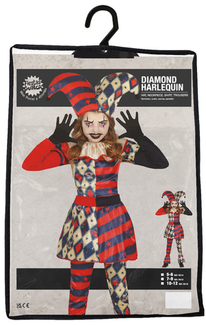 Costume Arlecchina Diamante Vestito Travestimento per Bambine Halloween Cosplay - 7811