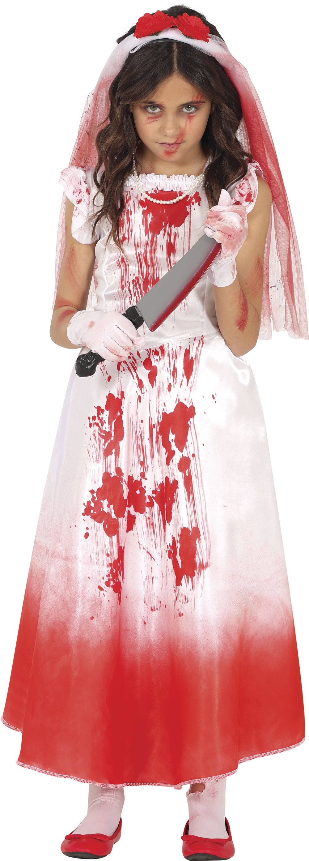 Costume Bloody Wife Vestito Travestimento Sposa Sanguinaria per Bambine Halloween Cosplay
