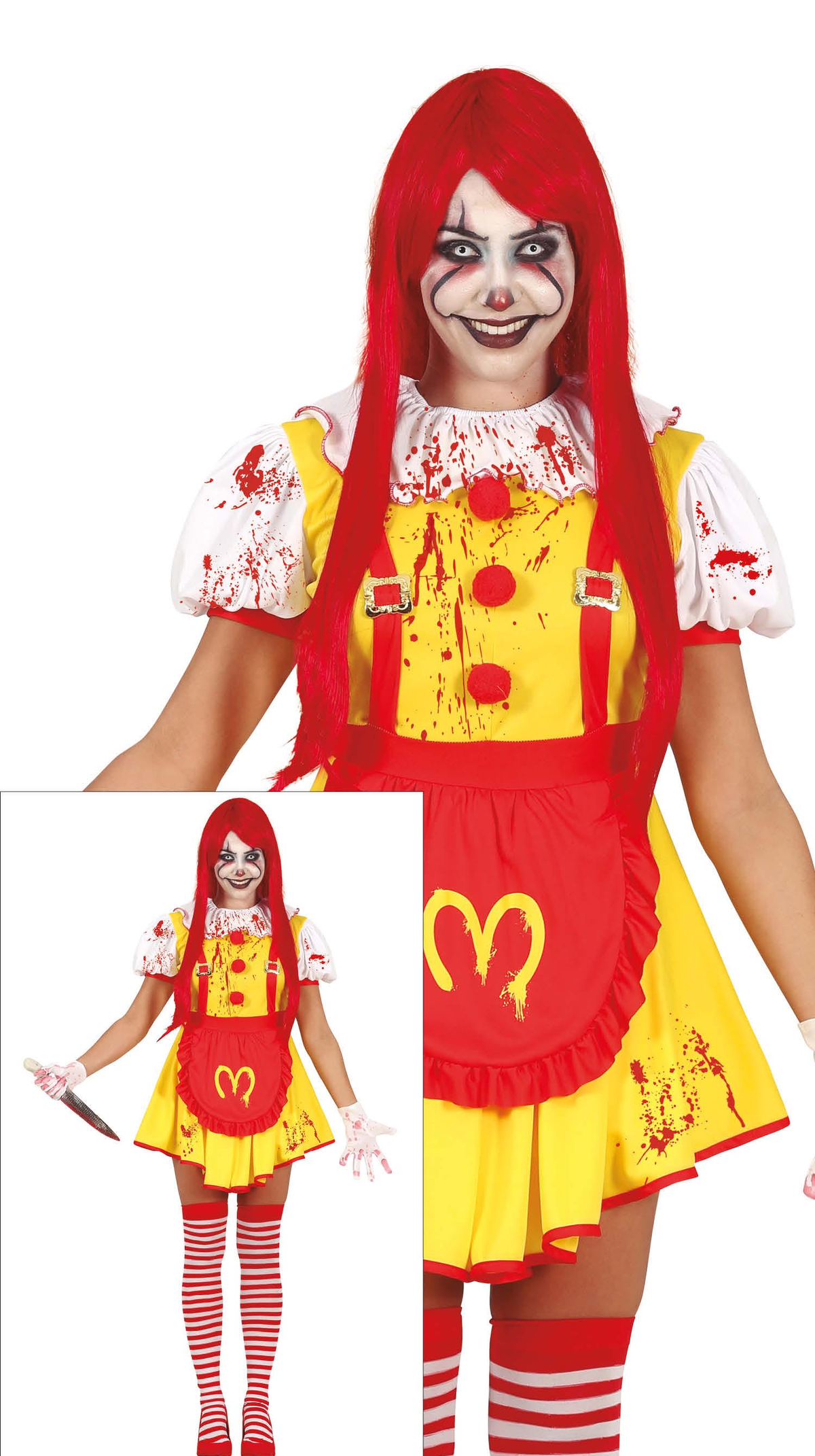 Costume Vestito Miss Mckiller Travestimento Clown Assassino per Adulti Halloween Carnevale Cosplay