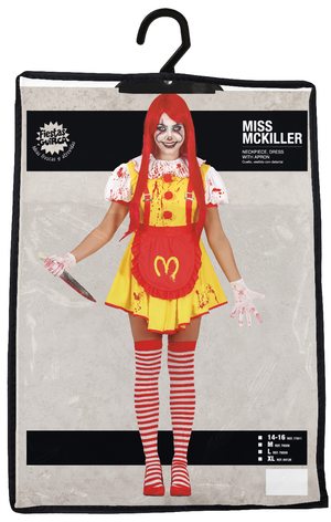 Costume Vestito Miss Mckiller Travestimento Clown Assassino per Adulti Halloween Carnevale Cosplay