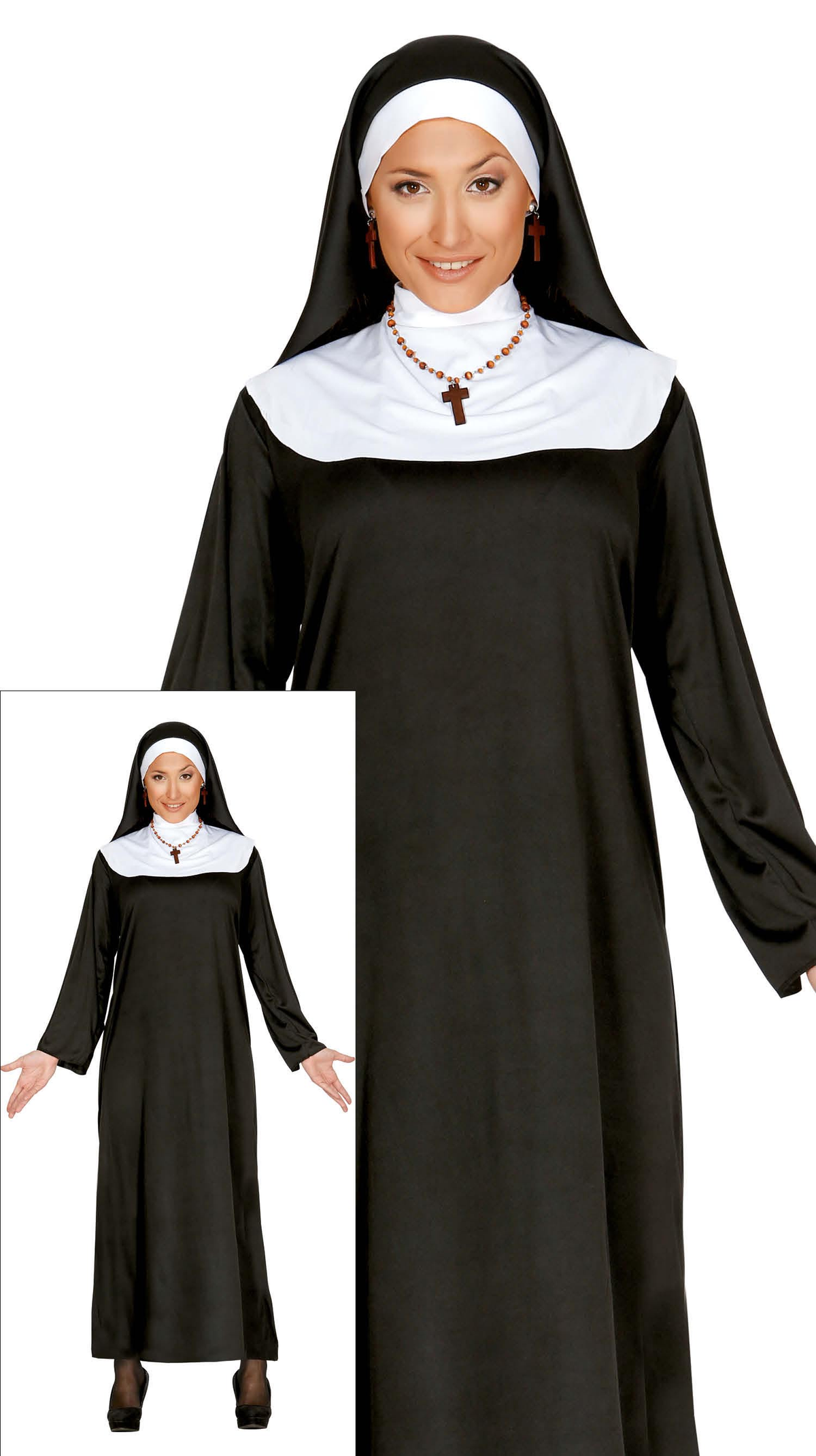 Costume Vestito Suora Travestimento per Adulti Halloween Carnevale Cosplay