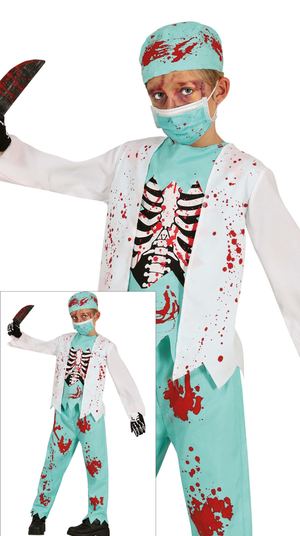 Costume Dottore Medico Scheletro Zombie Vestito Travestimento per Bambini Halloween Cosplay - 7815