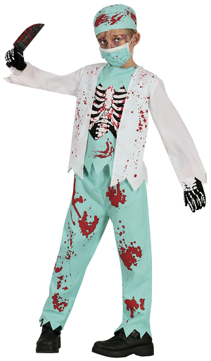 Costume Dottore Medico Scheletro Zombie Vestito Travestimento per Bambini Halloween Cosplay - 7815
