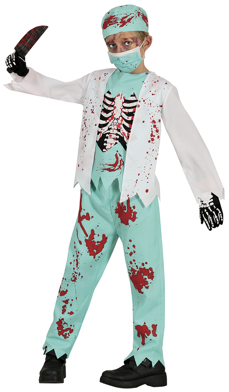 Costume Dottore Medico Scheletro Zombie Vestito Travestimento per Bambini Halloween Cosplay - 7815