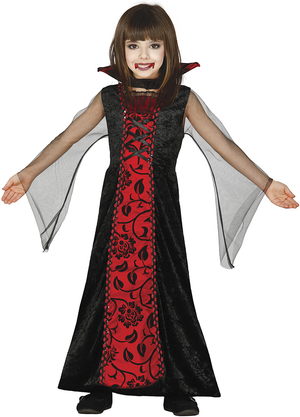 Costume Vimpire Countess Vestito Travestimento Contessa Vampiro per Bambine Halloween Cosplay