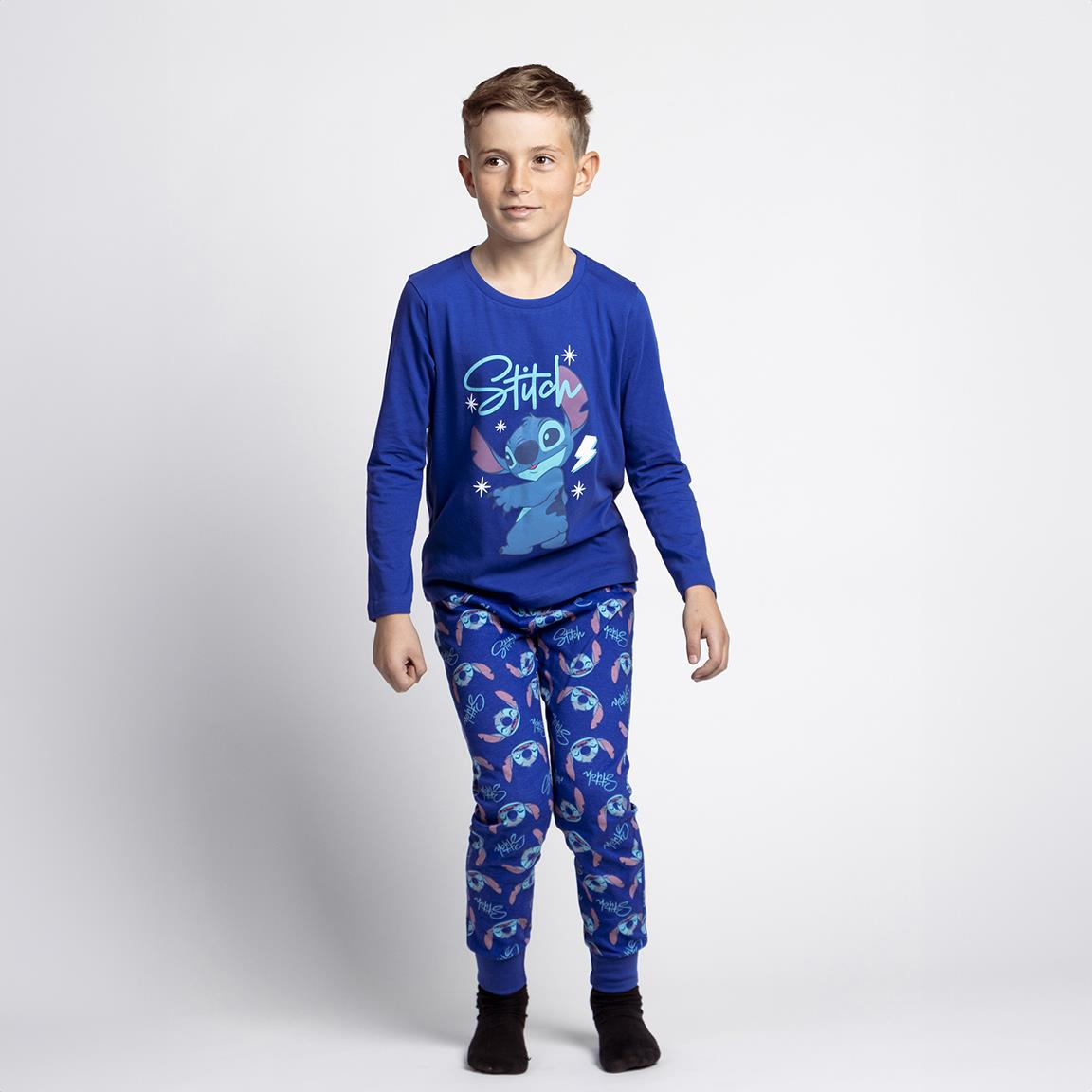 Pigiama a Manica Lunga Stitch DISNEY in Cotone Jersey per Bambini e Ragazzi - 2302