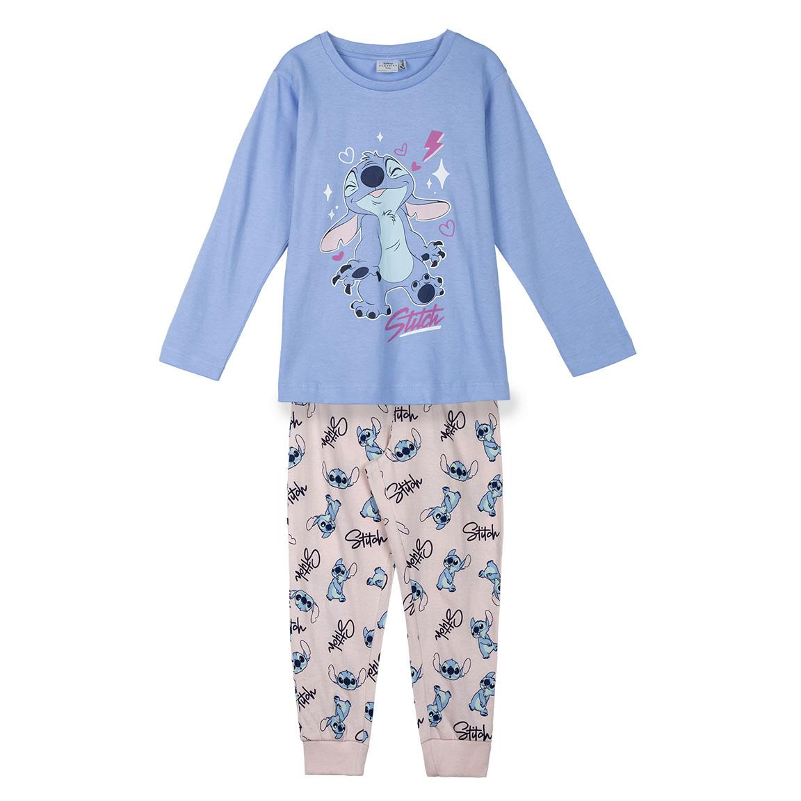 Pigiama a Manica Lunga Stitch DISNEY in Cotone Jersey per Bambine e Ragazze - 2299
