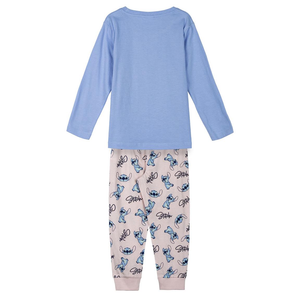 Pigiama a Manica Lunga Stitch DISNEY in Cotone Jersey per Bambine e Ragazze - 2299