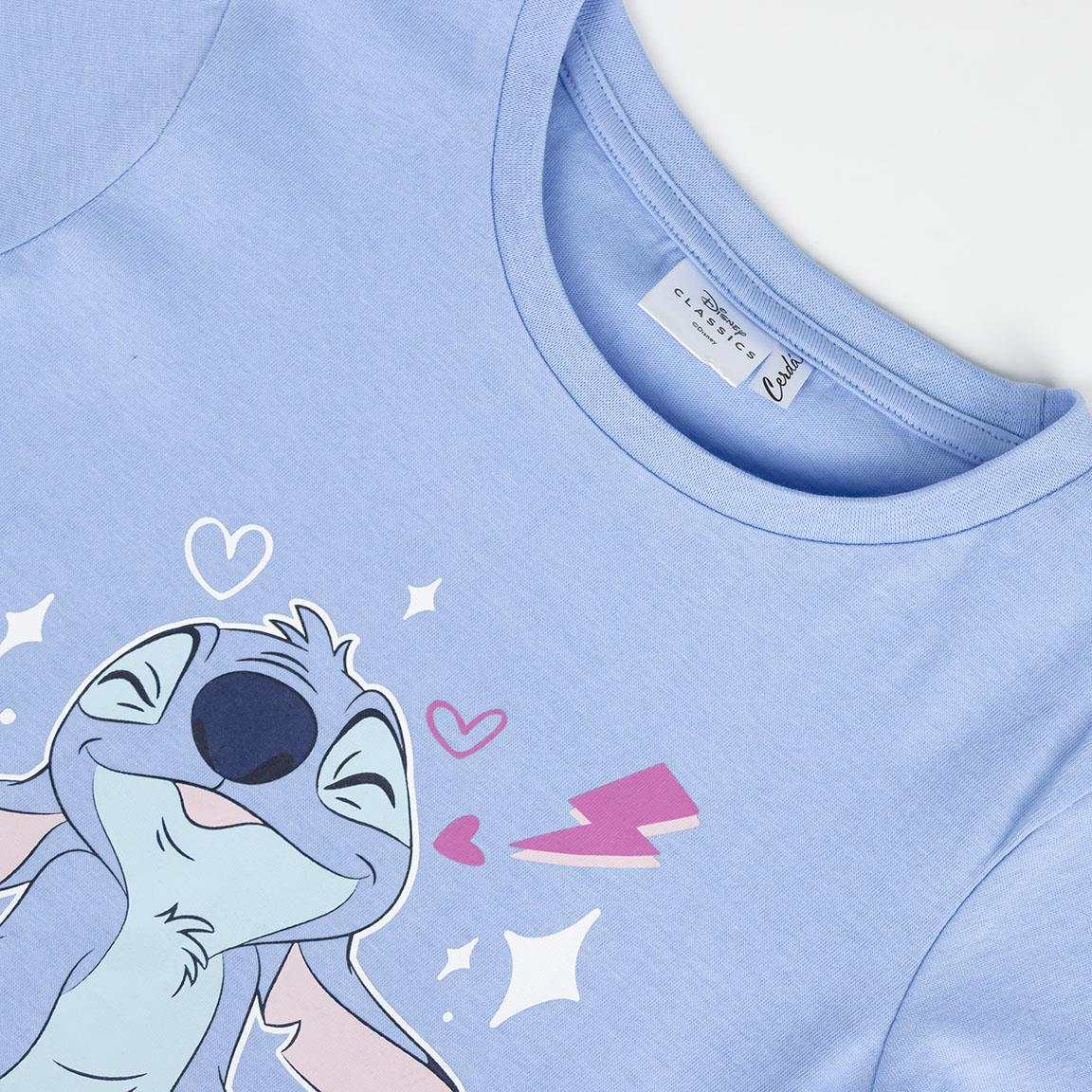 Pigiama a Manica Lunga Stitch DISNEY in Cotone Jersey per Bambine e Ragazze - 2299
