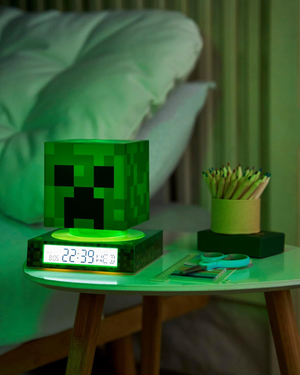 Lampada 3d Minecraft Creeper da Comodino Luce Notturna LED Sveglia Digitale - Min3020