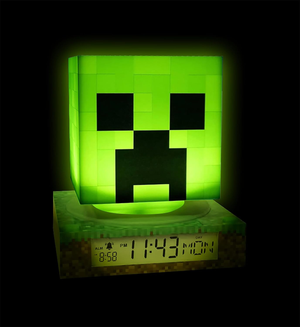 Lampada 3d Minecraft Creeper da Comodino Luce Notturna LED Sveglia Digitale - Min3020