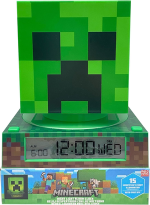Lampada 3d Minecraft Creeper da Comodino Luce Notturna LED Sveglia Digitale - Min3020