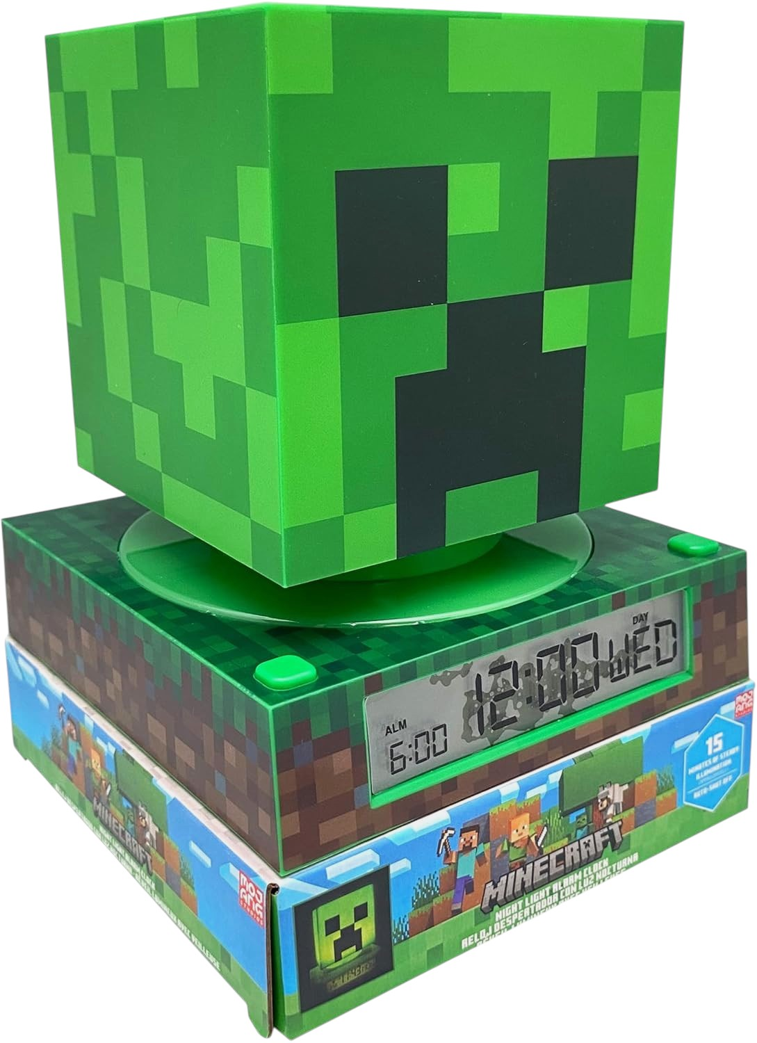 Lampada 3d Minecraft Creeper da Comodino Luce Notturna LED Sveglia Digitale - Min3020