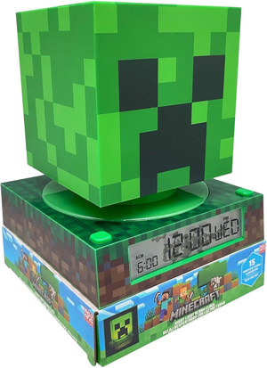 Lampada 3d Minecraft Creeper da Comodino Luce Notturna LED Sveglia Digitale - Min3020