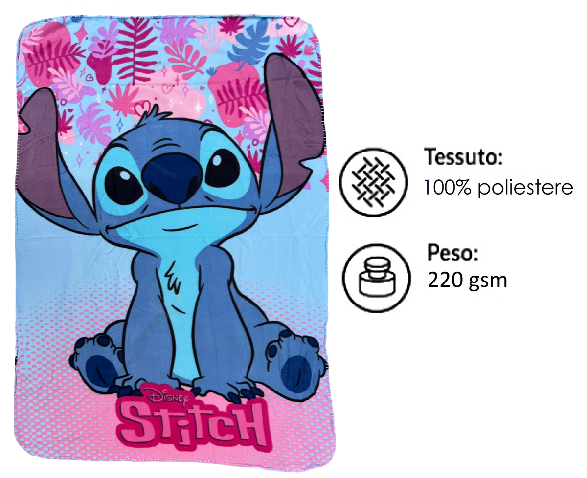 Plaid Stitch DISNEY Coperta in 100% Poliestere 220 Gsm 100 X 140 CM per Bambini - Lil36-5568
