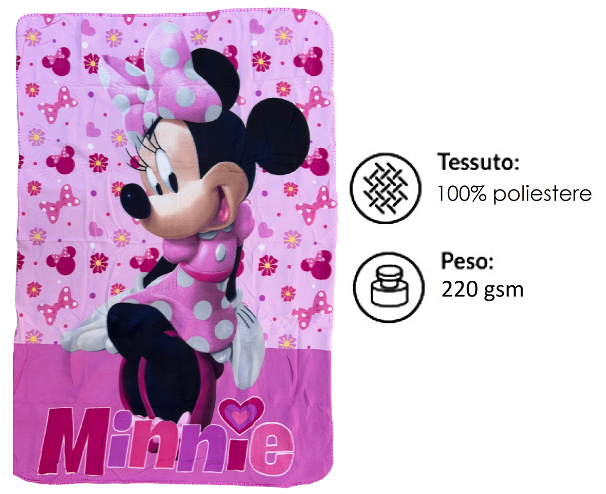 Plaid Minnie DISNEY Coperta in 100% Poliestere 220 Gsm 100 X 140 CM per Bambini - Min36-5437