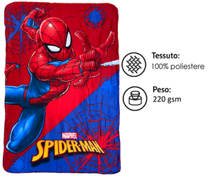 Plaid Spiderman MARVEL Coperta in 100% Poliestere 220 Gsm 100 X 140 CM per Bambini - Spi24-4223