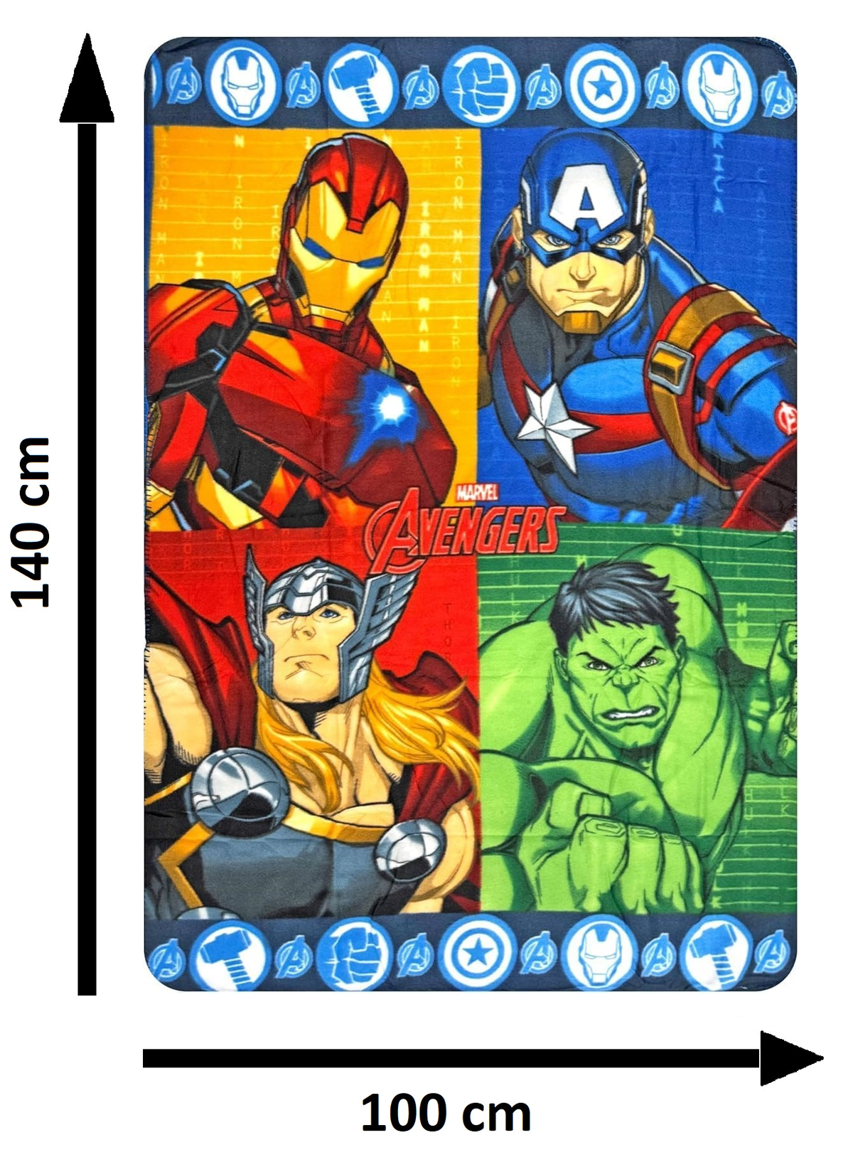 Plaid Avengers MARVEL Coperta in 100% Poliestere 220 Gsm 100 X 140 CM per Bambini - Ave24-4334