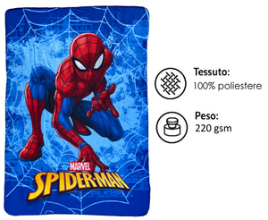 Plaid Spiderman MARVEL Coperta in 100% Poliestere 220 Gsm 100 X 140 CM per Bambini - Je12338cg