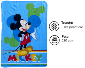 Plaid Topolino DISNEY Coperta in 100% Poliestere 220 Gsm 100 X 140 CM per Bambini - Je12339cg