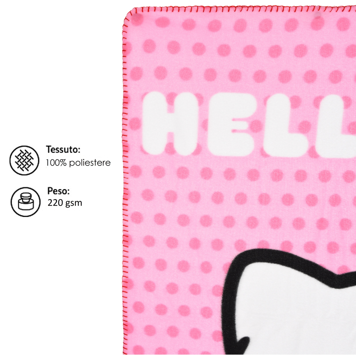 Plaid Hello Kitty Coperta in 100% Poliestere 220 Gsm 100 X 150 CM per Bambini - Hy46005