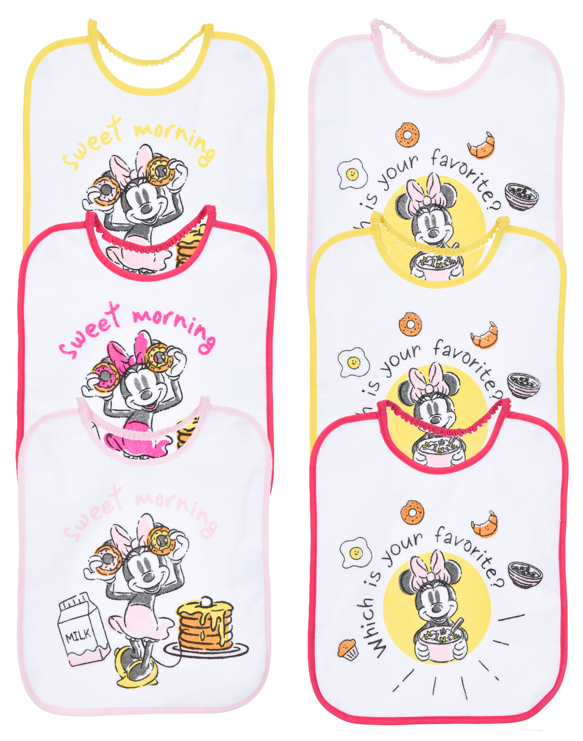 Bavette Minnie DISNEY Set 6 Bavaglini 27 X 22,5 CM in Spugna per Bambini - Hy00177