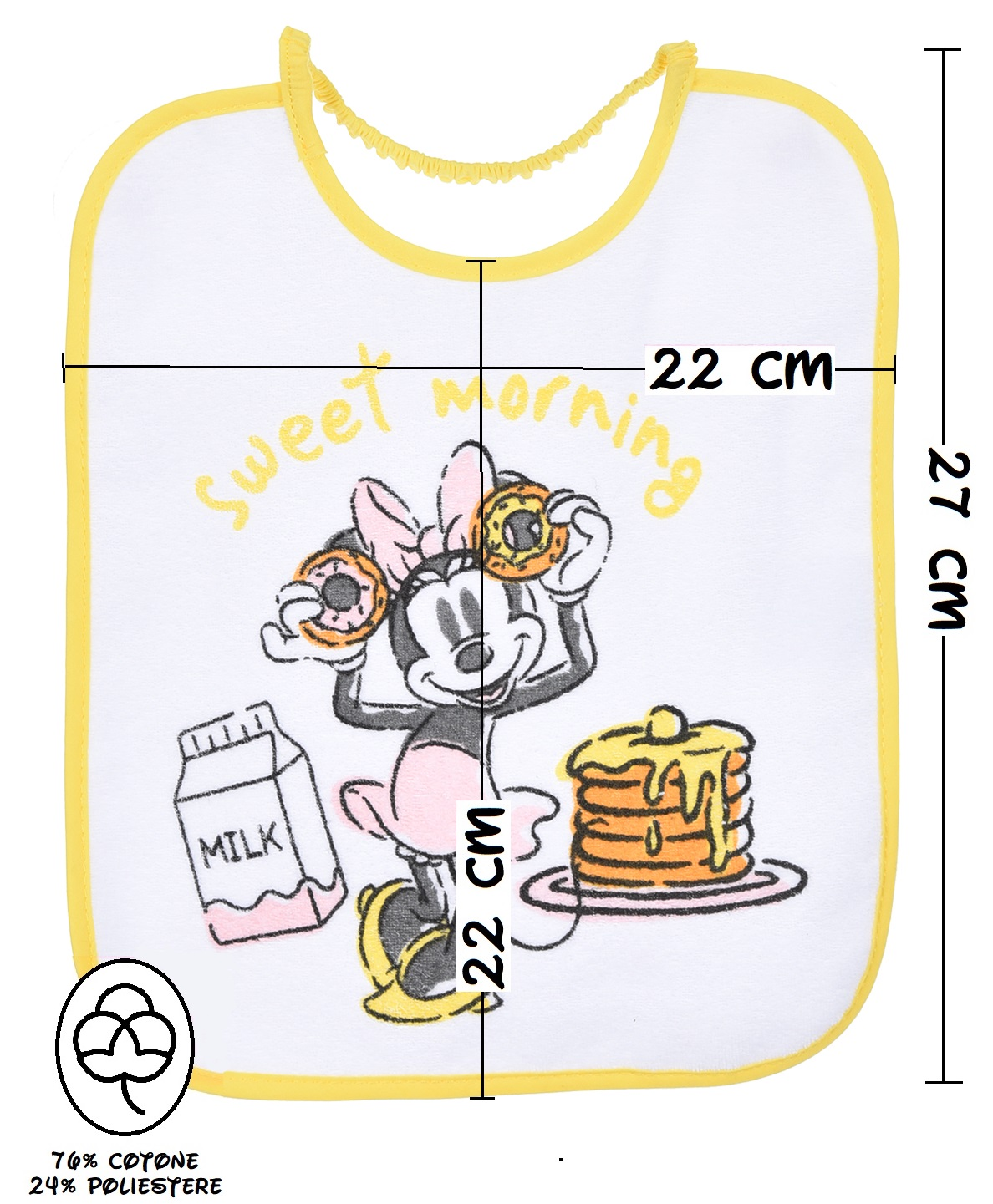 Bavette Minnie DISNEY Set 6 Bavaglini 27 X 22,5 CM in Spugna per Bambini - Hy00177