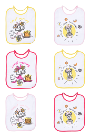 Bavette Minnie DISNEY Set 6 Bavaglini 27 X 22,5 CM in Spugna per Bambini - Hy00177