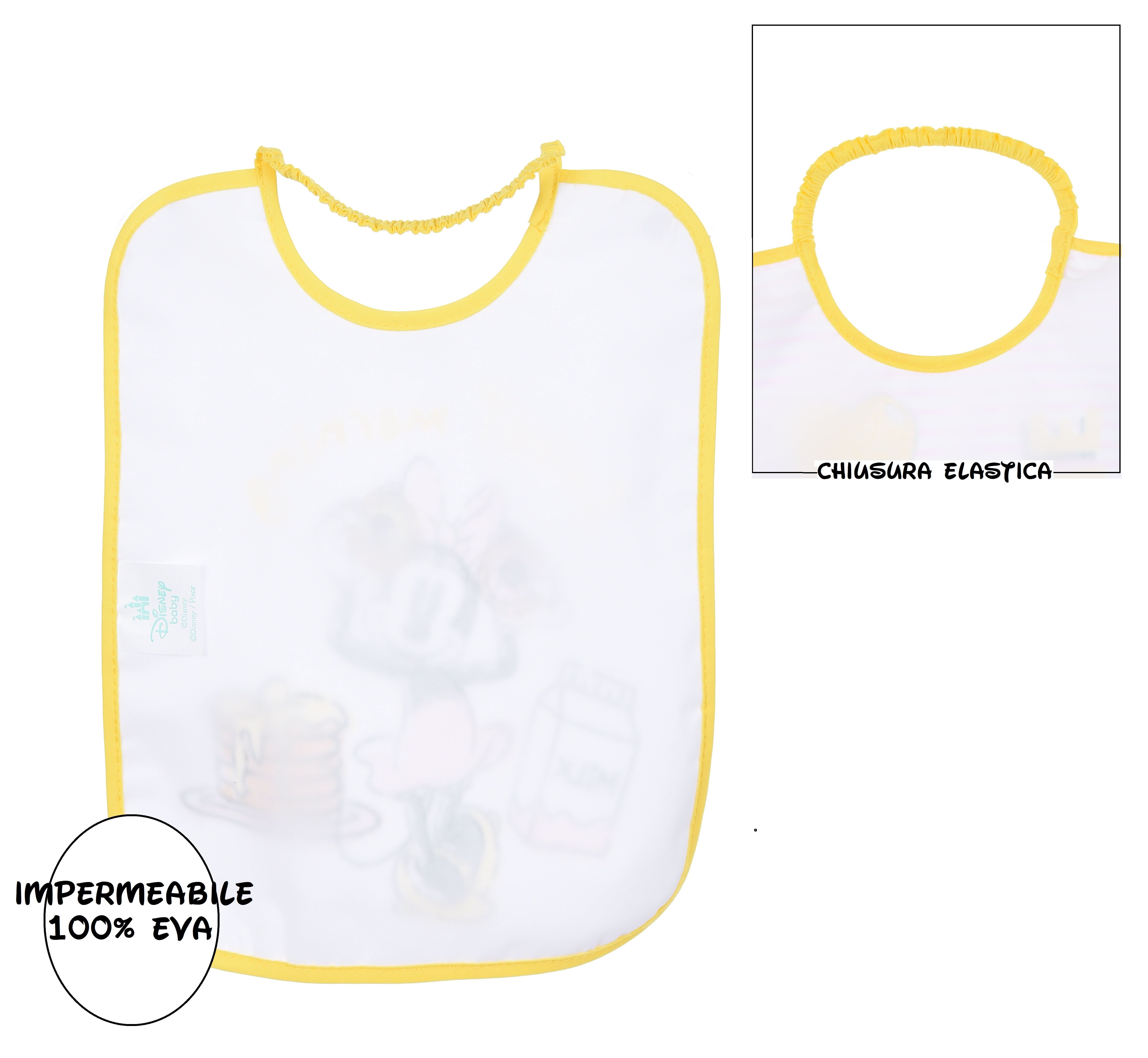Bavette Minnie DISNEY Set 6 Bavaglini 27 X 22,5 CM in Spugna per Bambini - Hy00177
