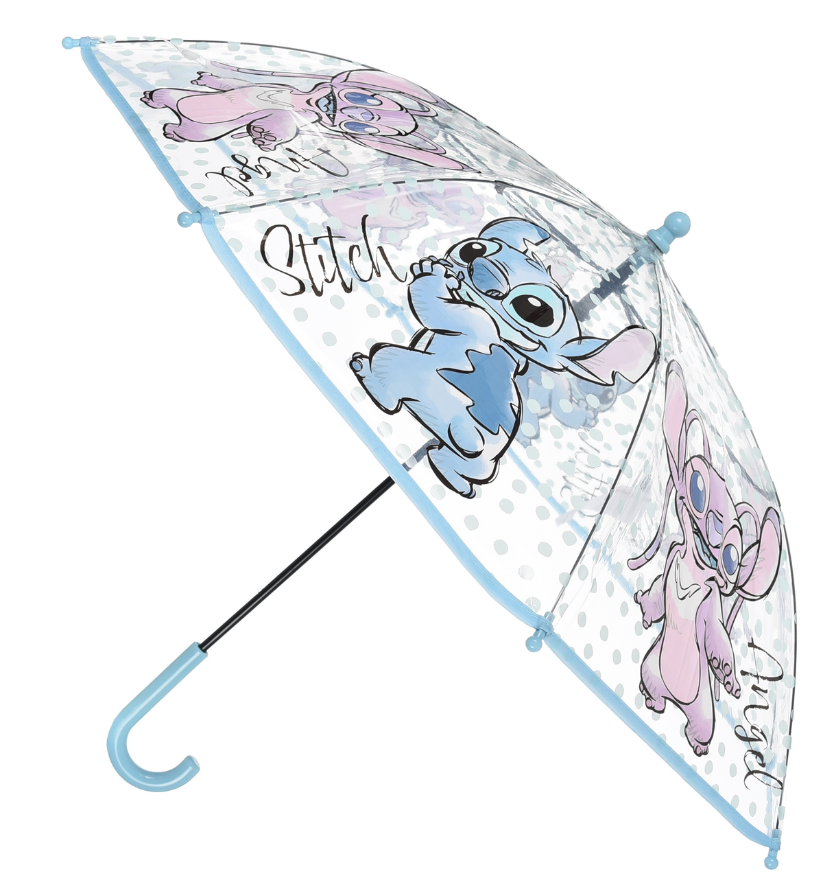 Ombrello Stitch e Angel DISNEY per Bambini 57 CM Trasparente con Apertura Manuale - Hy40118