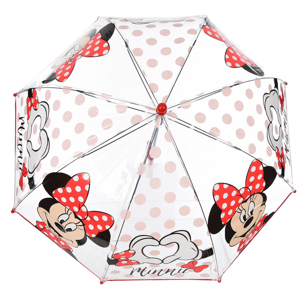 Ombrello a Cupola Minnie DISNEY per Bambini 64 CM Trasparente con Apertura Manuale - Hy40112