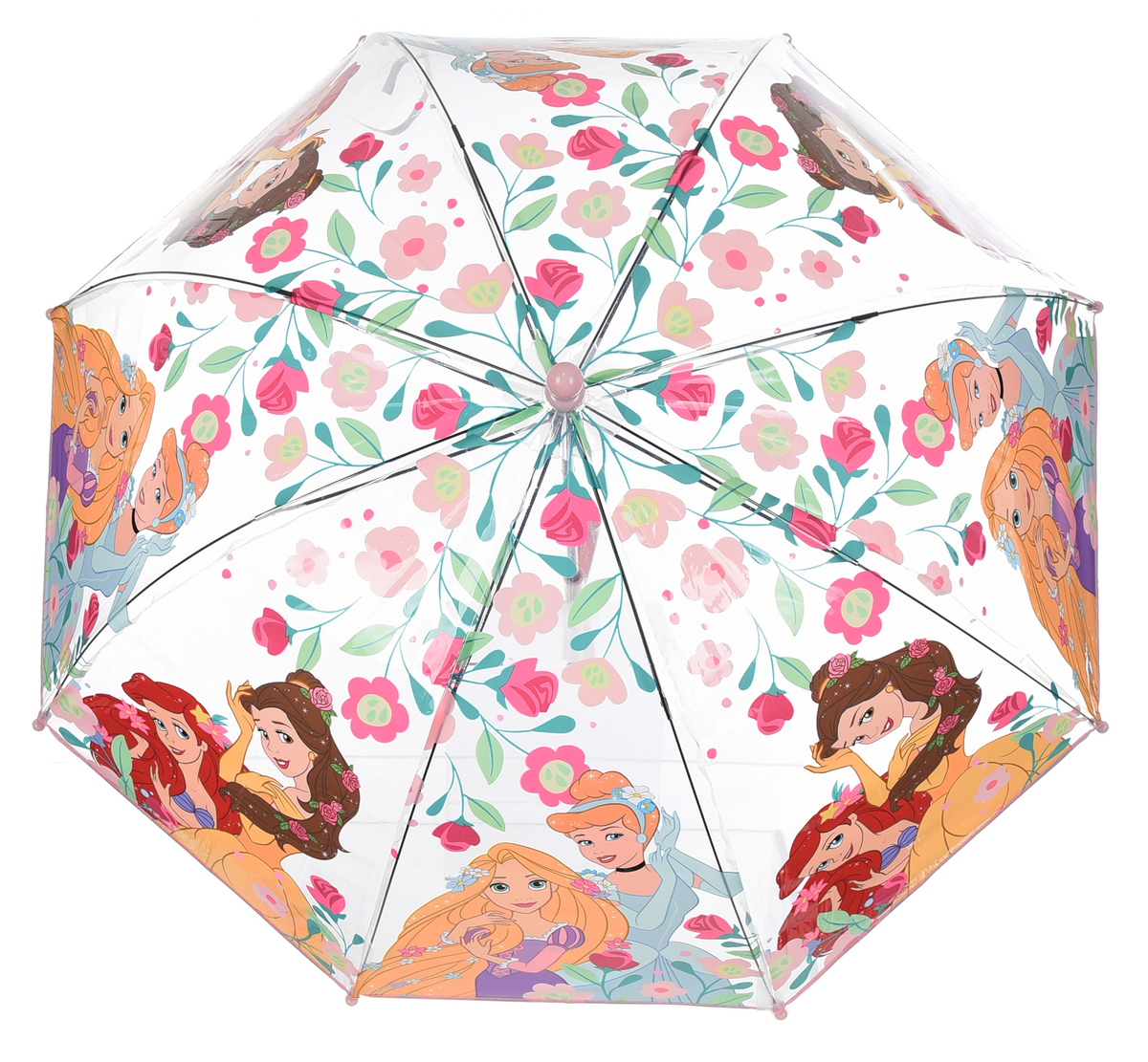 Ombrello a Cupola Principesse DISNEY per Bambini 64 CM Trasparente con Apertura Manuale - Hy40113