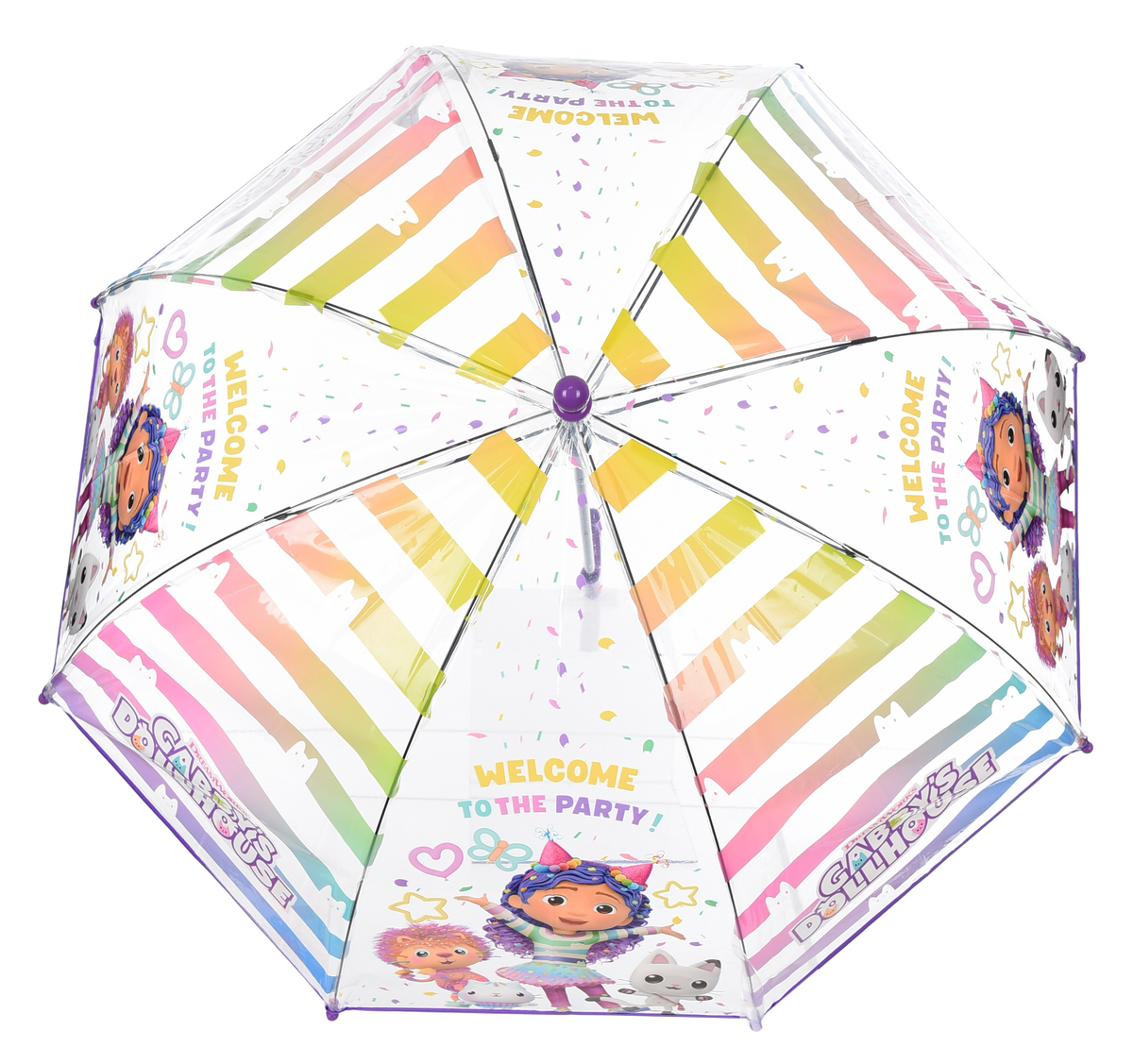 Ombrello a Cupola Gabby's Dollhouse per Bambini 64 CM Trasparente con Apertura Manuale - Hy40097