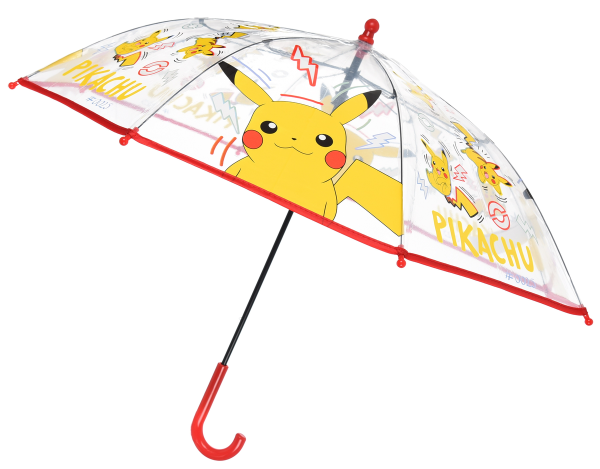 Ombrello Pikachu per Bambini 57 CM Trasparente con Apertura Manuale - Hy40091