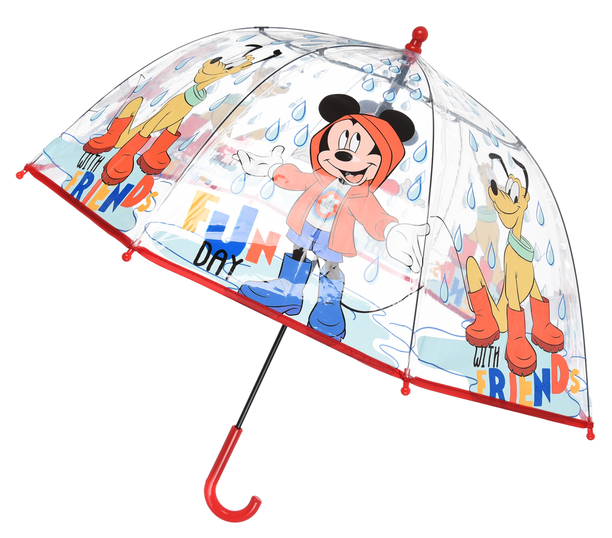 Ombrello a Cupola Topolino DISNEY per Bambini 64 CM Trasparente con Apertura Manuale - Hy40111
