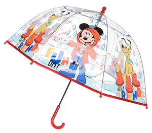 Ombrello a Cupola Topolino DISNEY per Bambini 64 CM Trasparente con Apertura Manuale - Hy40111