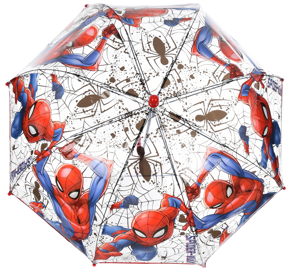 Ombrello a Cupola Spiderman MARVEL per Bambini 64 CM Trasparente con Apertura Manuale - Hy40107