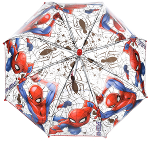 Ombrello a Cupola Spiderman MARVEL per Bambini 64 CM Trasparente con Apertura Manuale - Hy40107